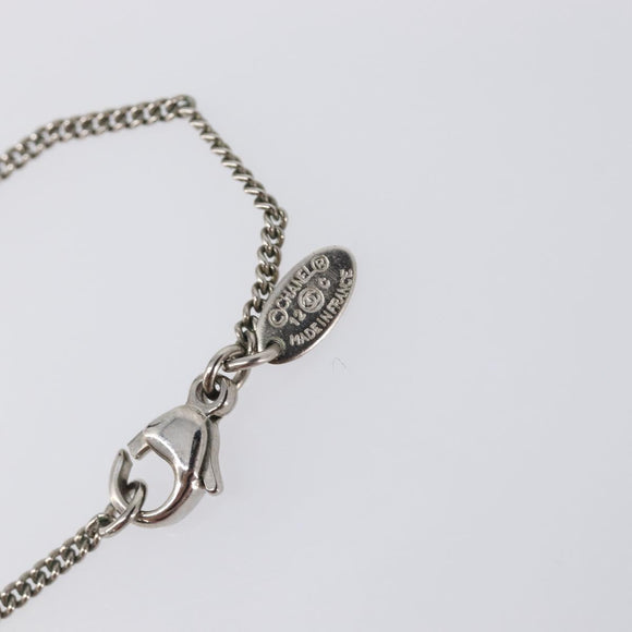 CHANEL COCO Mark Stone Necklace metal Silver CC Auth yk20721M