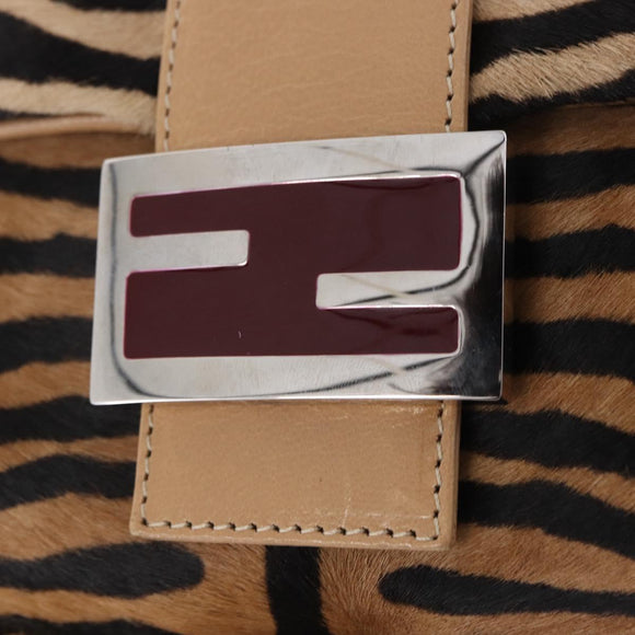 FENDI Animal Pattern Mamma Baguette Bag Harako Leather Brown Auth yk20722SAM