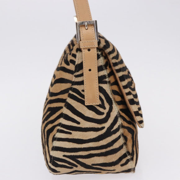 FENDI Animal Pattern Mamma Baguette Bag Harako Leather Brown Auth yk20722SAM