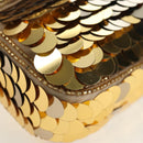 FENDI Mamma Baguette Shoulder Bag Sequin Leather Gold Tone Auth yk20723SM-16