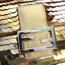 FENDI Mamma Baguette Shoulder Bag Sequin Leather Gold Tone Auth yk20723SM-20
