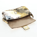 FENDI Mamma Baguette Shoulder Bag Sequin Leather Gold Tone Auth yk20723SM-21