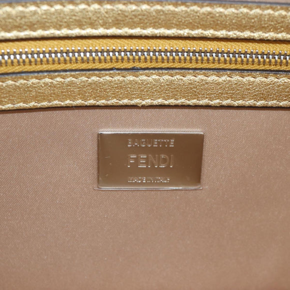 FENDI Mamma Baguette Shoulder Bag Sequin Leather Gold Tone Auth yk20723SM