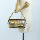 FENDI Mamma Baguette Shoulder Bag Sequin Leather Gold Tone Auth yk20723SM-29