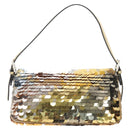 FENDI Mamma Baguette Shoulder Bag Sequin Leather Gold Tone Auth yk20723SM-2