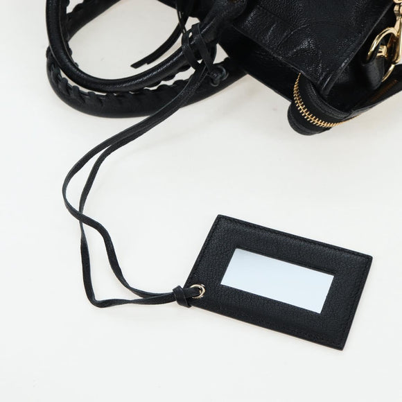 BALENCIAGA Classic Edge City Bag Leather 2way Black Gold 432831 Auth yk20725SAM