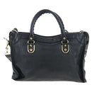 BALENCIAGA Classic Edge City Bag Leather 2way Black Gold 432831 Auth yk20725SAM-2