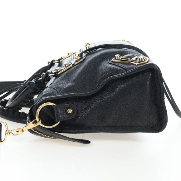 BALENCIAGA Classic Edge City Bag Leather 2way Black Gold 432831 Auth yk20725SAM