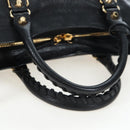 BALENCIAGA Classic Edge City Bag Leather 2way Black Gold 432831 Auth yk20725SAM-7