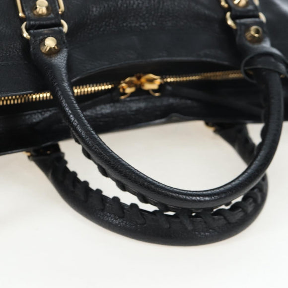 BALENCIAGA Classic Edge City Bag Leather 2way Black Gold 432831 Auth yk20725SAM