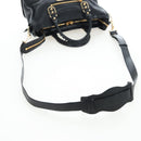 BALENCIAGA Classic Edge City Bag Leather 2way Black Gold 432831 Auth yk20725SAM-8