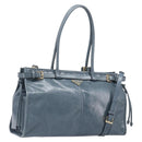 PRADA Bonnie Large Hand Bag Leather 2way Blue Gold Auth yk20726SAM-1