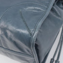 PRADA Bonnie Large Hand Bag Leather 2way Blue Gold Auth yk20726SAM-18