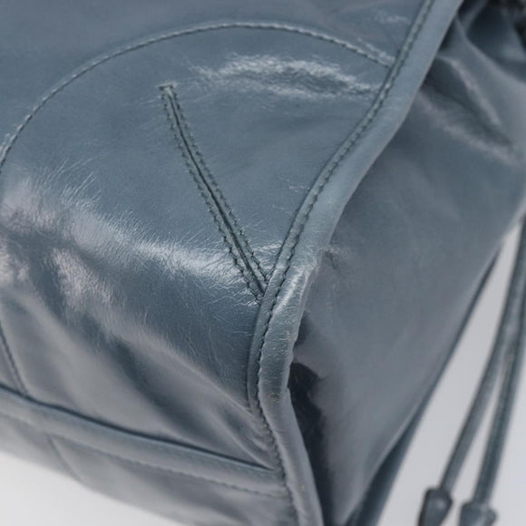 PRADA Bonnie Large Hand Bag Leather 2way Blue Gold Auth yk20726SAM