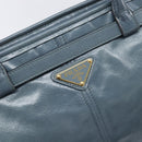 PRADA Bonnie Large Hand Bag Leather 2way Blue Gold Auth yk20726SAM-21
