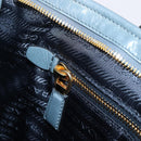 PRADA Bonnie Large Hand Bag Leather 2way Blue Gold Auth yk20726SAM-26