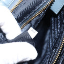 PRADA Bonnie Large Hand Bag Leather 2way Blue Gold Auth yk20726SAM-11