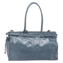 PRADA Bonnie Large Hand Bag Leather 2way Blue Gold Auth yk20726SAM-2
