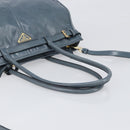 PRADA Bonnie Large Hand Bag Leather 2way Blue Gold Auth yk20726SAM-7