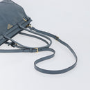 PRADA Bonnie Large Hand Bag Leather 2way Blue Gold Auth yk20726SAM-8