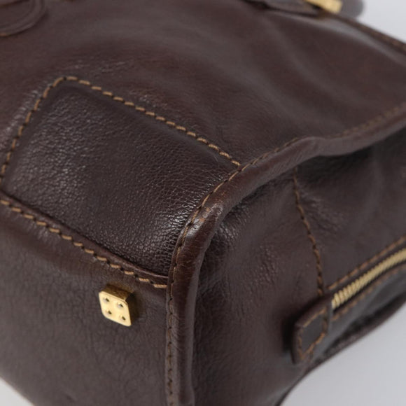 LOEWE Amazona 28 Hand Bag Leather Brown Gold Auth yk20728V