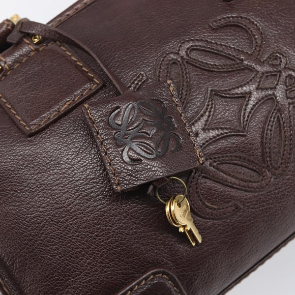 LOEWE Amazona 28 Hand Bag Leather Brown Gold Auth yk20728V