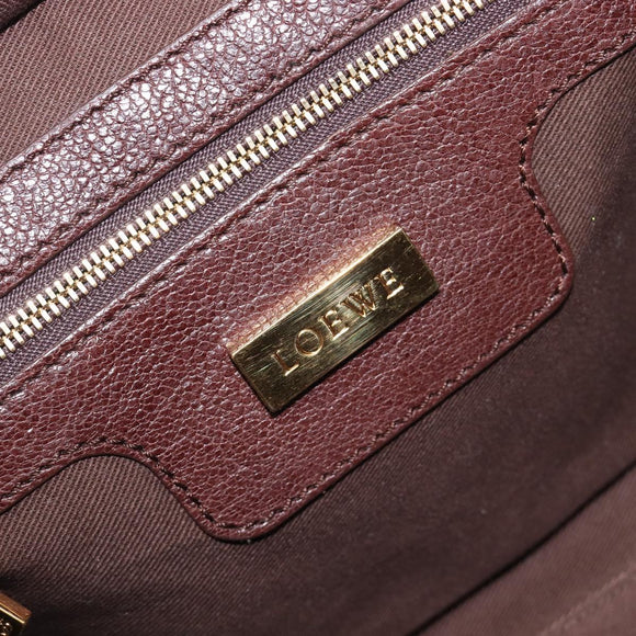 LOEWE Amazona 28 Hand Bag Leather Brown Gold Auth yk20728V