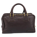 LOEWE Amazona 28 Hand Bag Leather Brown Gold Auth yk20728V-2
