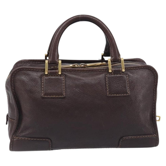 LOEWE Amazona 28 Hand Bag Leather Brown Gold Auth yk20728V