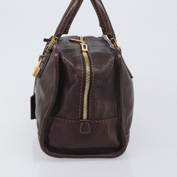 LOEWE Amazona 28 Hand Bag Leather Brown Gold Auth yk20728V