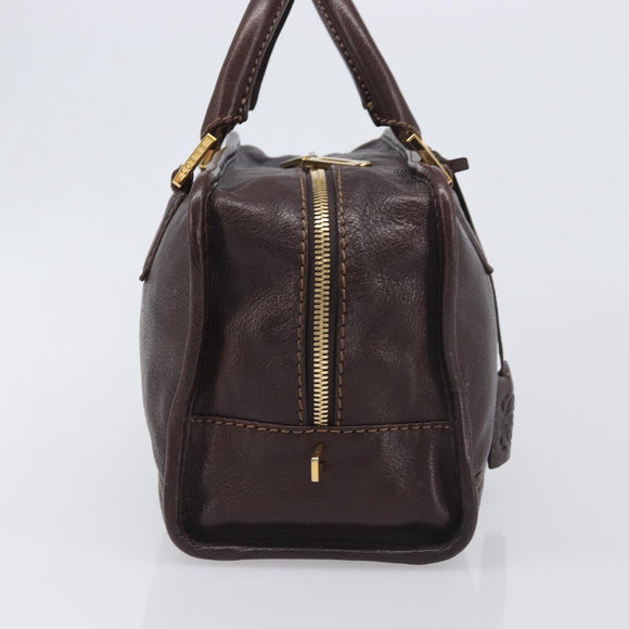 LOEWE Amazona 28 Hand Bag Leather Brown Gold Auth yk20728V
