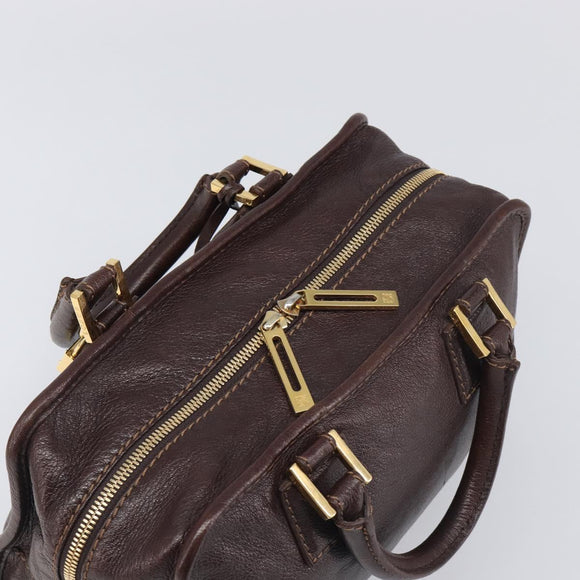 LOEWE Amazona 28 Hand Bag Leather Brown Gold Auth yk20728V
