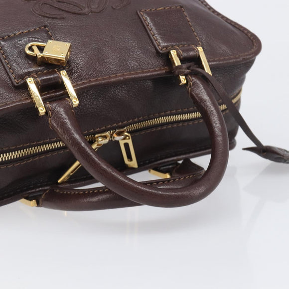 LOEWE Amazona 28 Hand Bag Leather Brown Gold Auth yk20728V