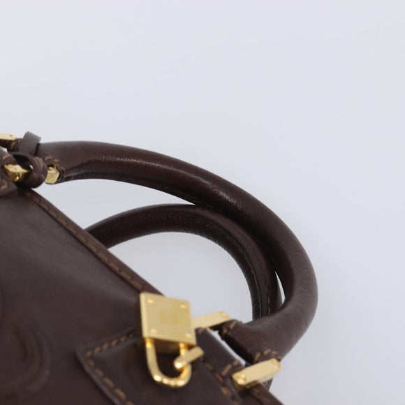 LOEWE Amazona 28 Hand Bag Leather Brown Gold Auth yk20728V