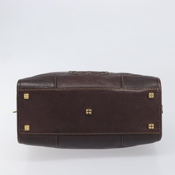LOEWE Amazona 28 Hand Bag Leather Brown Gold Auth yk20728V