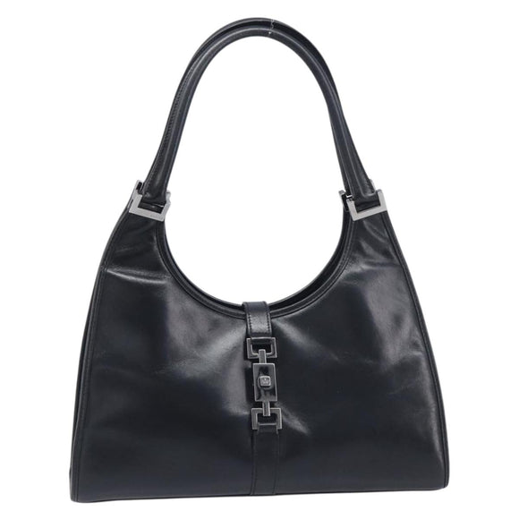 GUCCI Jackie Hand Bag Leather Black Silver 002 1067 Auth yk20730V