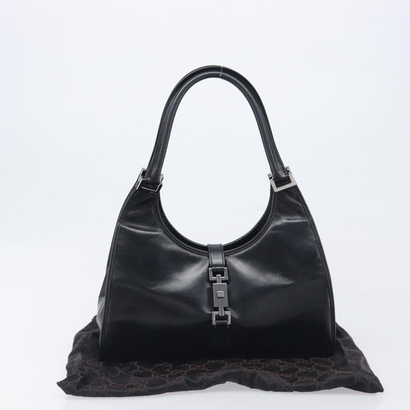GUCCI Jackie Hand Bag Leather Black Silver 002 1067 Auth yk20730V