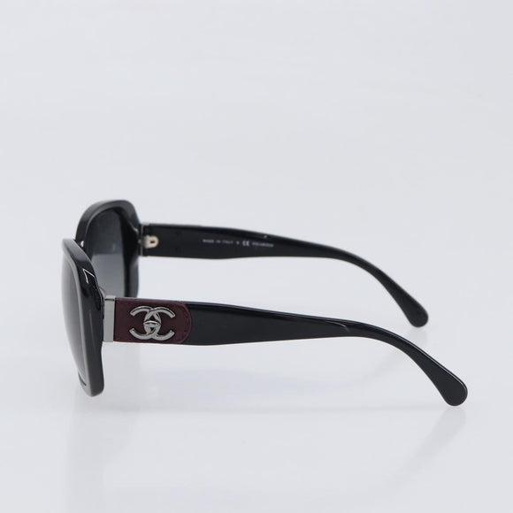 CHANEL Sunglasses metal Black CC Auth yk20732M