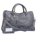 BALENCIAGA The Giant City Bag Embossed leather 2way Gray 281770 Auth yk20733SAM-1