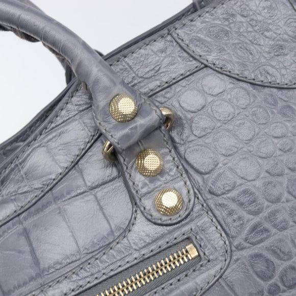 BALENCIAGA The Giant City Bag Embossed leather 2way Gray 281770 Auth yk20733SAM
