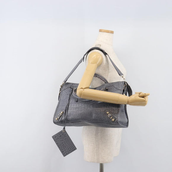 BALENCIAGA The Giant City Bag Embossed leather 2way Gray 281770 Auth yk20733SAM