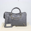 BALENCIAGA The Giant City Bag Embossed leather 2way Gray 281770 Auth yk20733SAM-12
