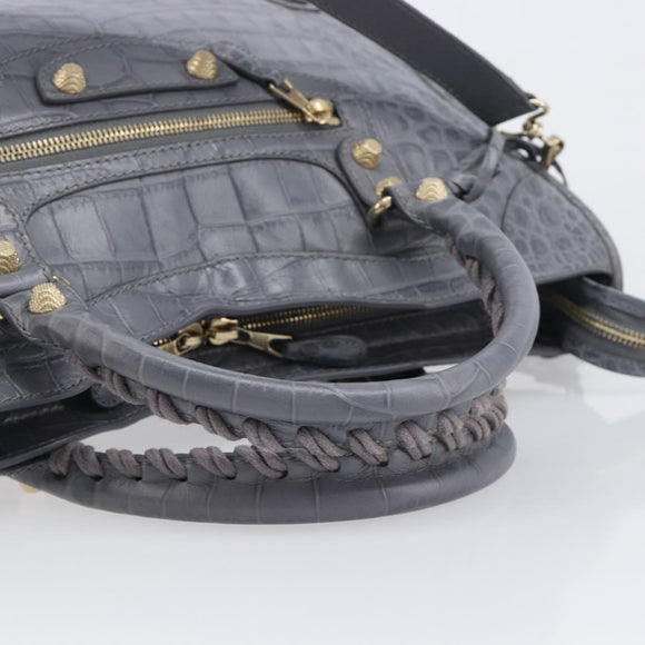 BALENCIAGA The Giant City Bag Embossed leather 2way Gray 281770 Auth yk20733SAM