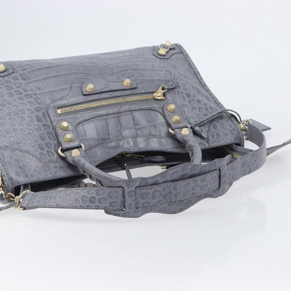 BALENCIAGA The Giant City Bag Embossed leather 2way Gray 281770 Auth yk20733SAM