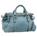 Miu Miu Hand Bag Leather 2way Blue Gold Auth yk20734M-1