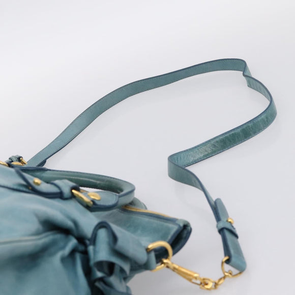 Miu Miu Hand Bag Leather 2way Blue Gold Auth yk20734M