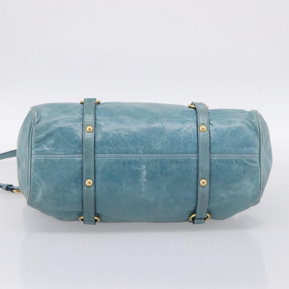 Miu Miu Hand Bag Leather 2way Blue Gold Auth yk20734M