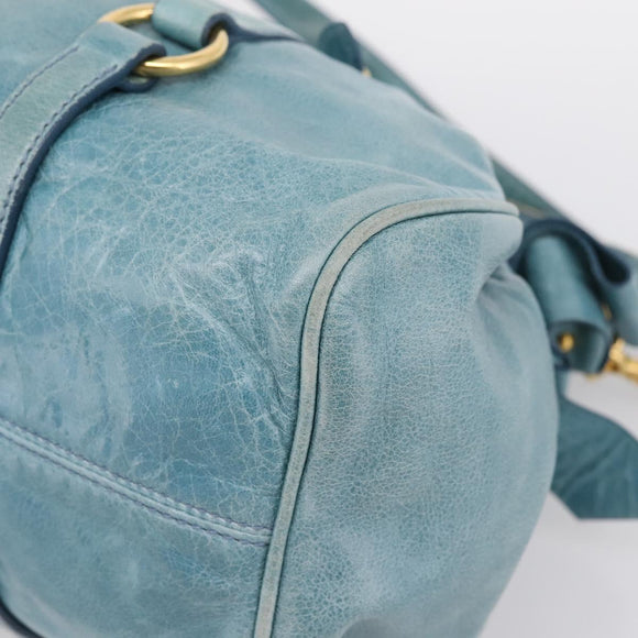 Miu Miu Hand Bag Leather 2way Blue Gold Auth yk20734M