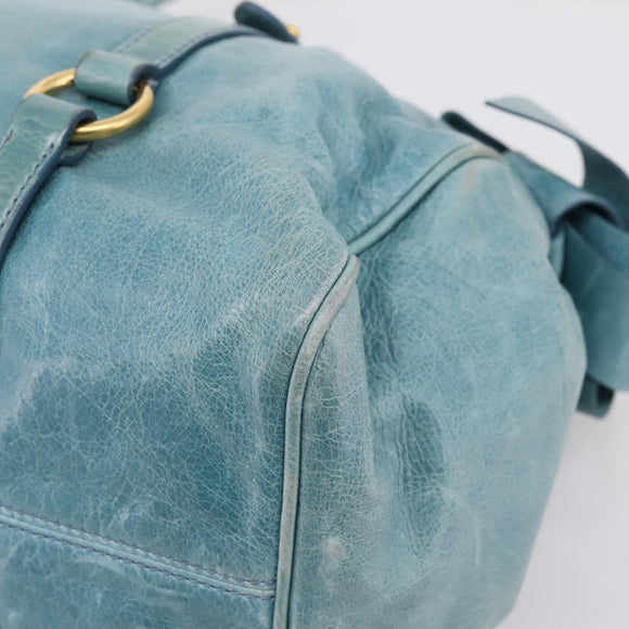 Miu Miu Hand Bag Leather 2way Blue Gold Auth yk20734M
