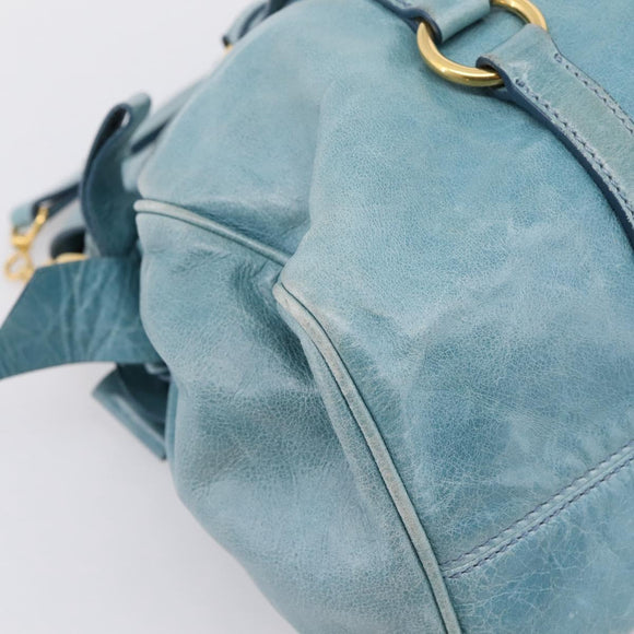 Miu Miu Hand Bag Leather 2way Blue Gold Auth yk20734M